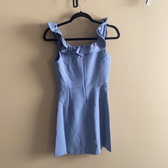 Anabelle Blue dress with ruffle neckline - Picture 2 of 4